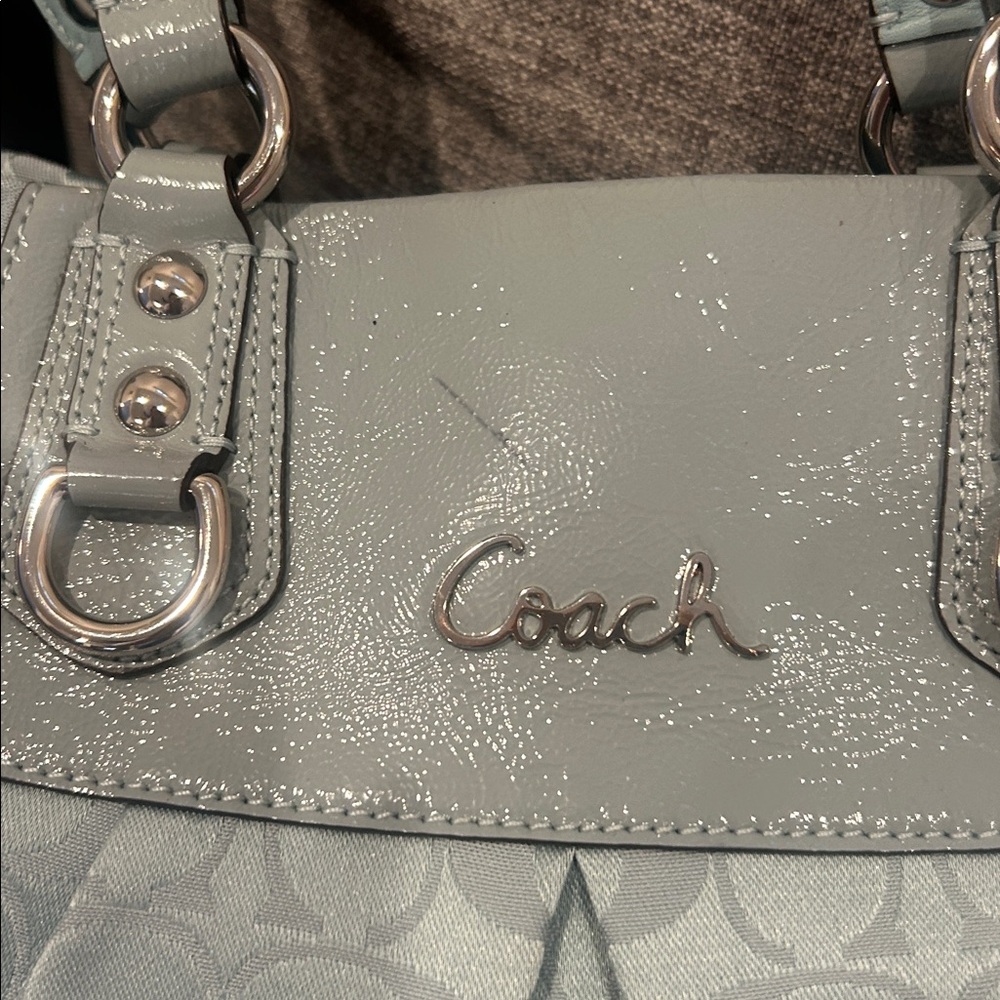 Coach Ashley Light Blue Signature Tote - Picture 2 of 7